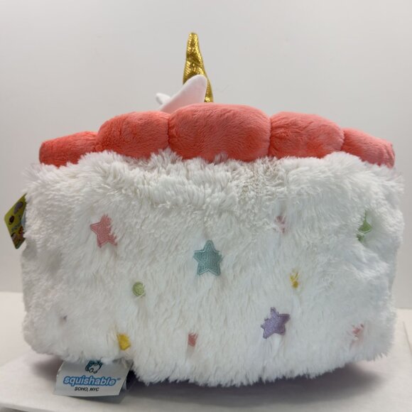 Squishable Comfort Food Unicorn Cake 15" Plush Pillow Rainbow Large Stars - Picture 2 of 14